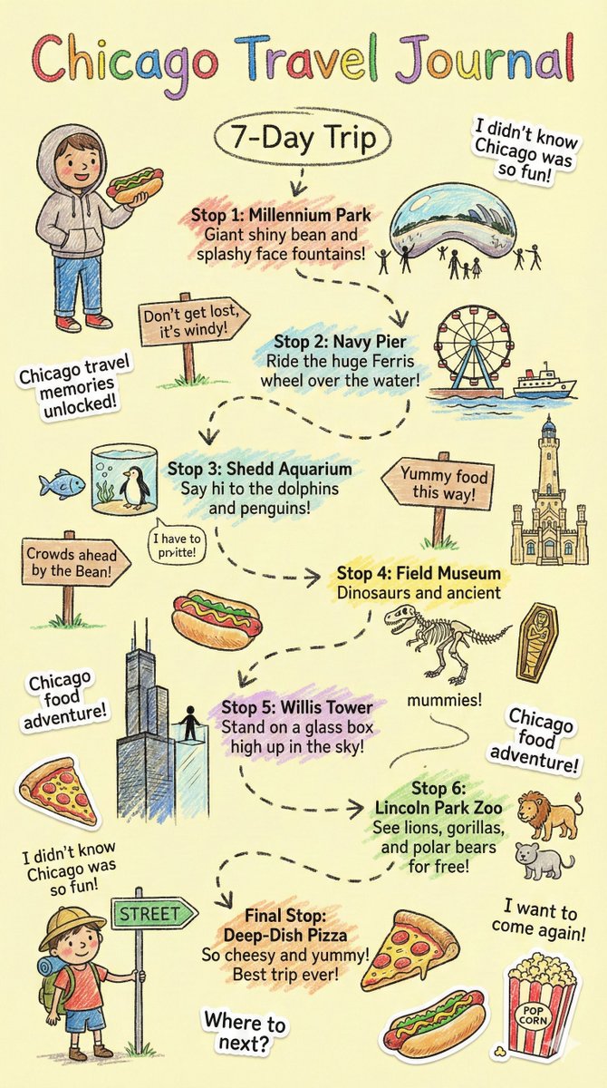 Kids' Crayon Travel Journal Illustration