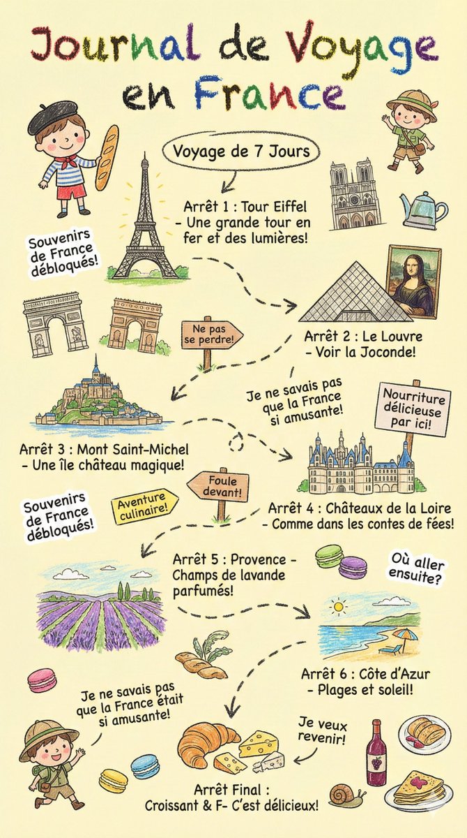 Kids' Crayon Travel Journal Illustration