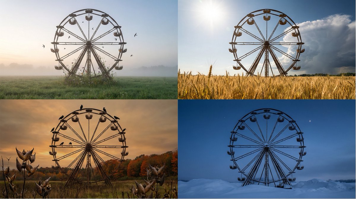 Seasonal Transformation Grid: Object/Scene Across Four Seasons