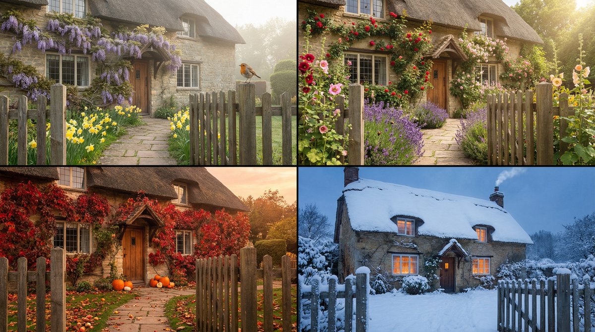 Seasonal Transformation Grid: Object/Scene Across Four Seasons