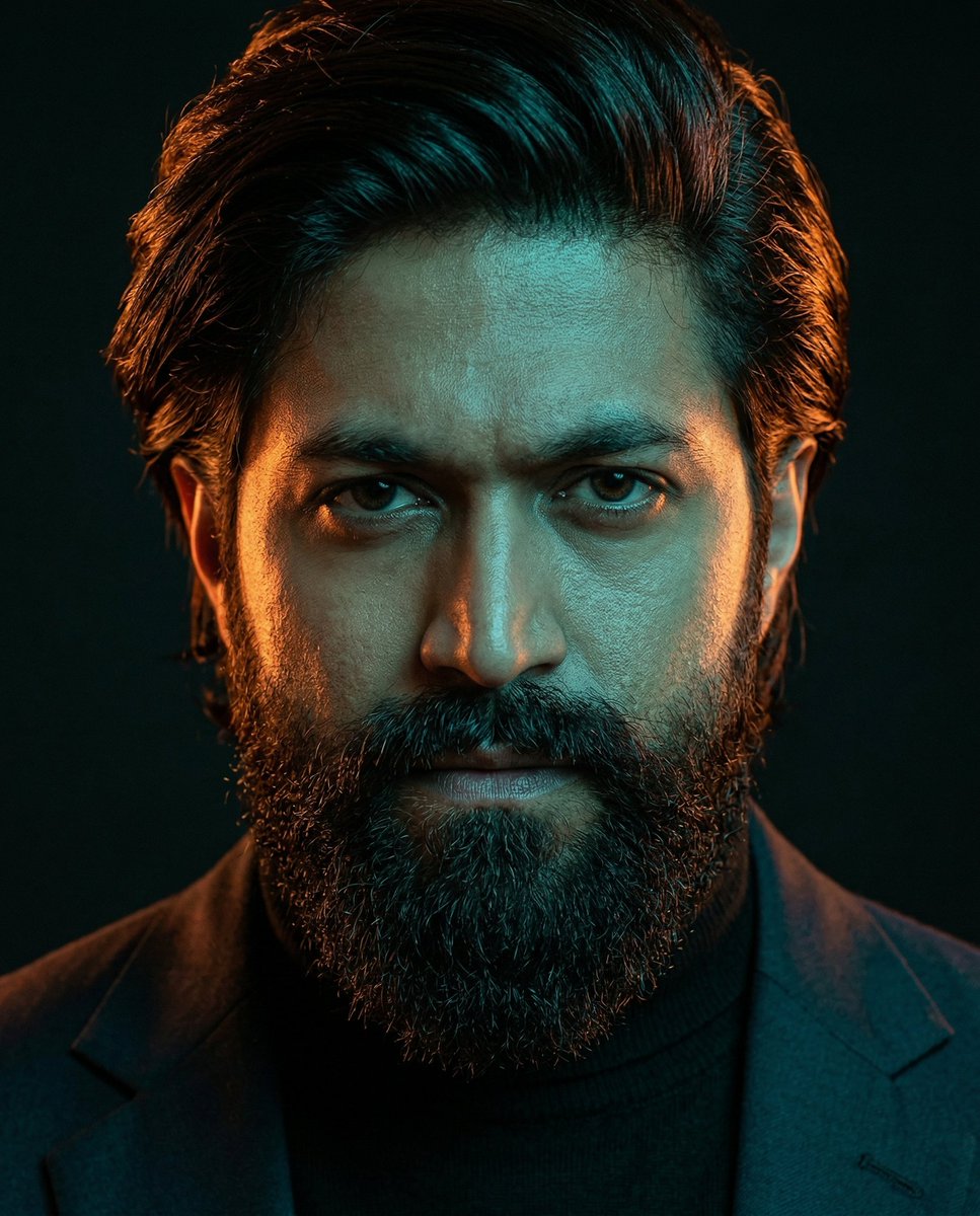 Futuristic Studio Portrait with Dual-Color Cinematic Lighting