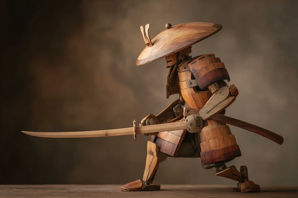 Hand-Carved Wooden Automaton in Antique Studio