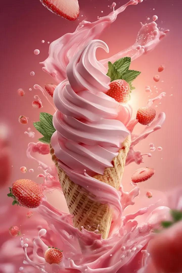 Dynamic Caramel Soft-Serve Ice Cream Banner