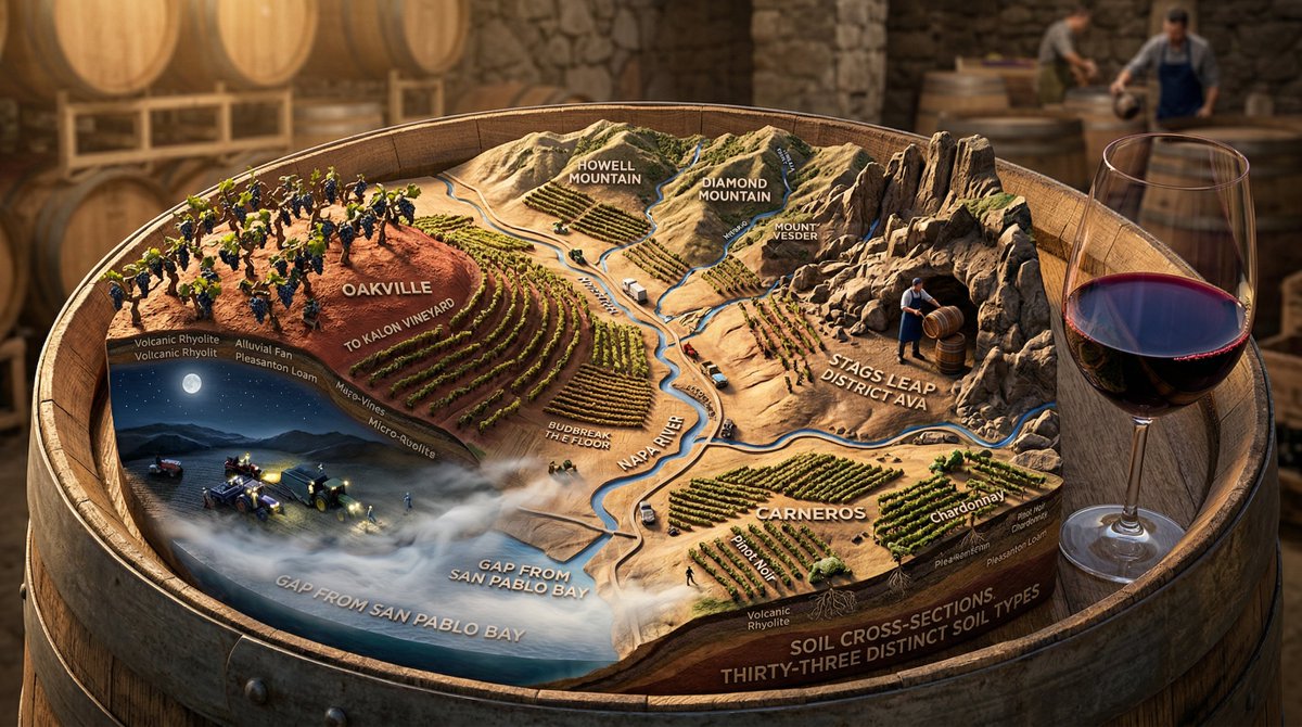 Wine Region Appellation Map Diorama on Barrel Head