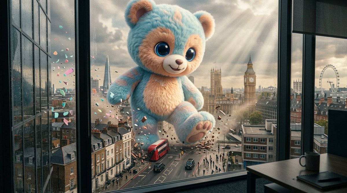 Cinematic View of a Cute Giant in Your City