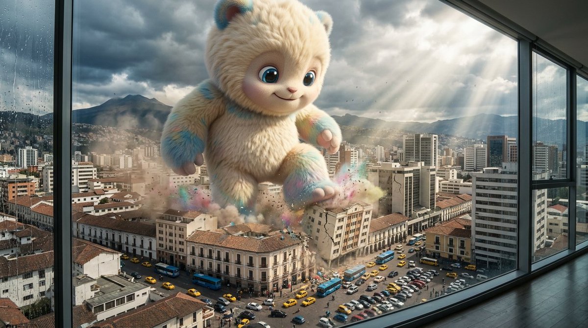 Cinematic View of a Cute Giant in Your City