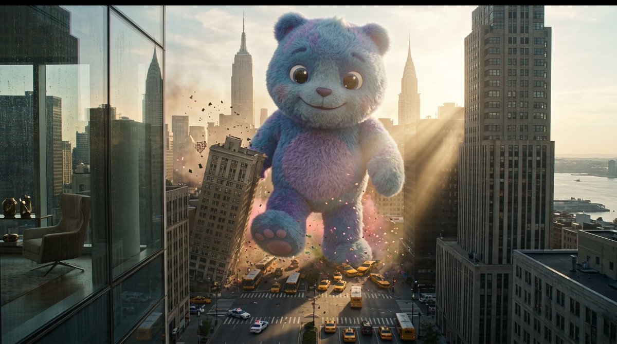 Cinematic View of a Cute Giant in Your City