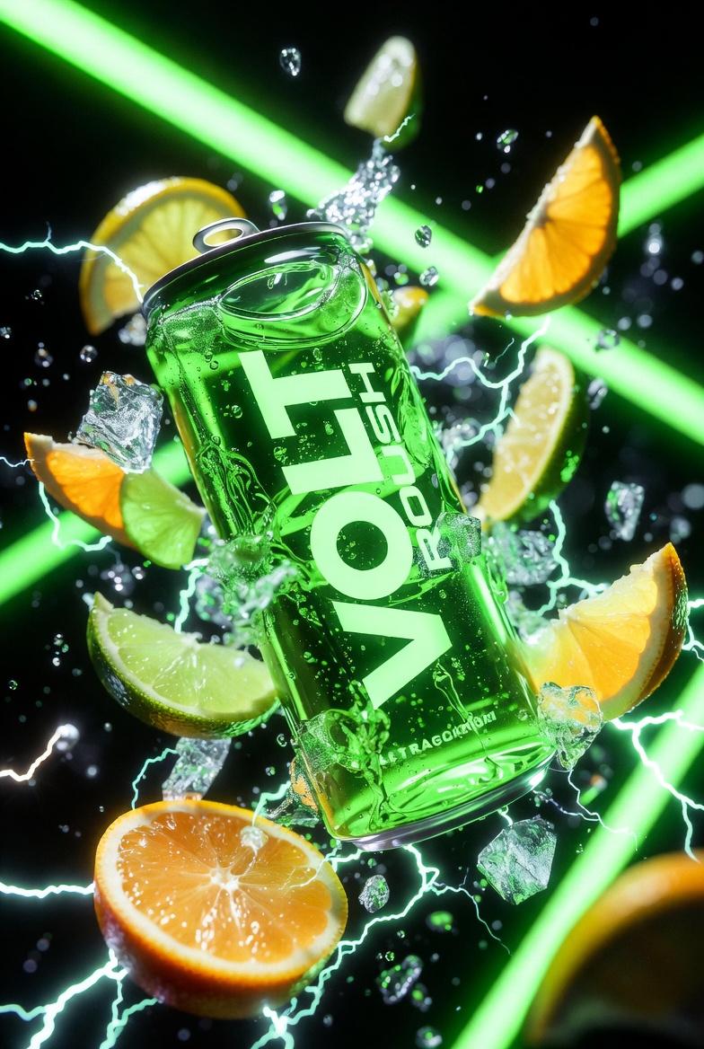 Ultra-cinematic Neon Energy Drink Product Photography