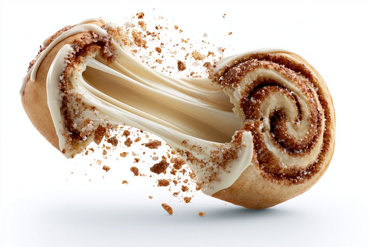 Exploding Food Item With Filling, Broken Into Two Pieces With