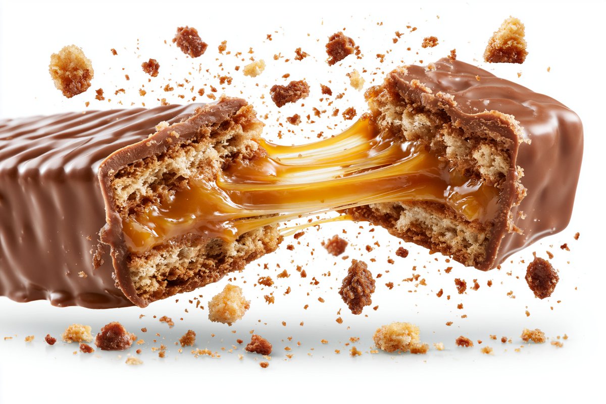 Exploding Food Item With Filling, Broken Into Two Pieces With