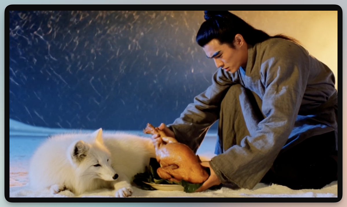 Shaw Brothers Style: Man Rescues Fox in Snowy Mountains