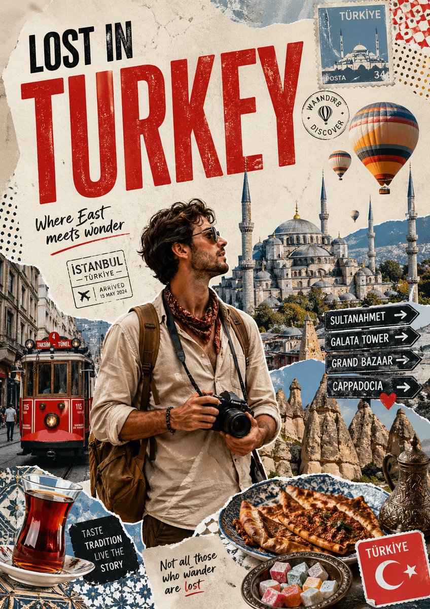 Stylized Travel Poster / Graphic Collage for Country