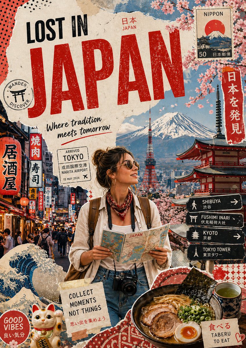 Stylized Travel Poster / Graphic Collage for Country