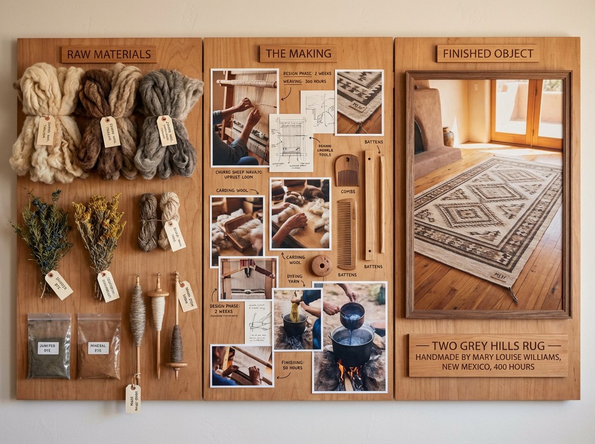 Artisan's Craft Process Board with Raw Materials