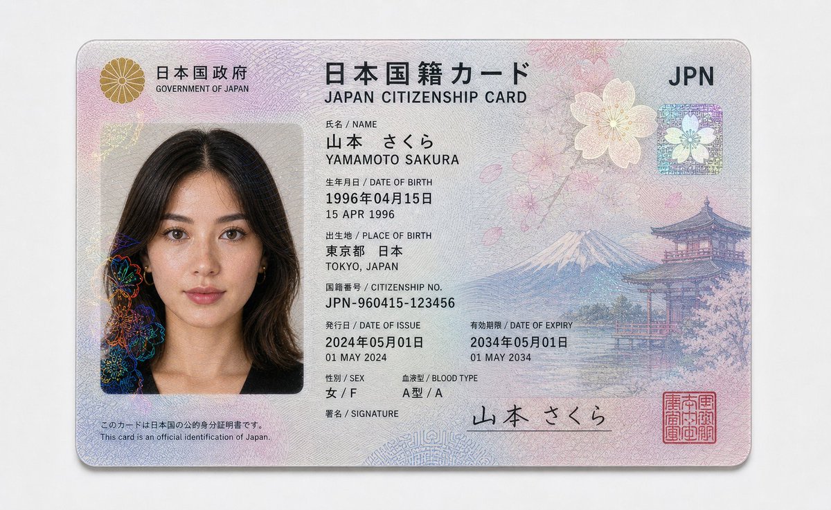 Ultra-realistic {country} Citizenship Card with {gender_age} Portrait