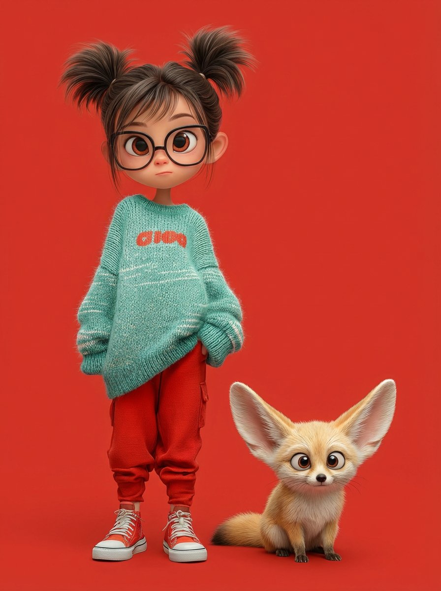 Cute 3D Pixar-style Girl Character Portrait
