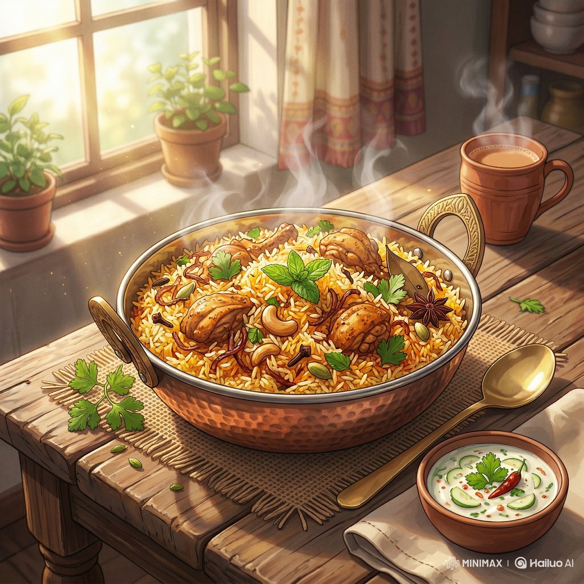 Cinematic Anime Food Illustration with Morning Light