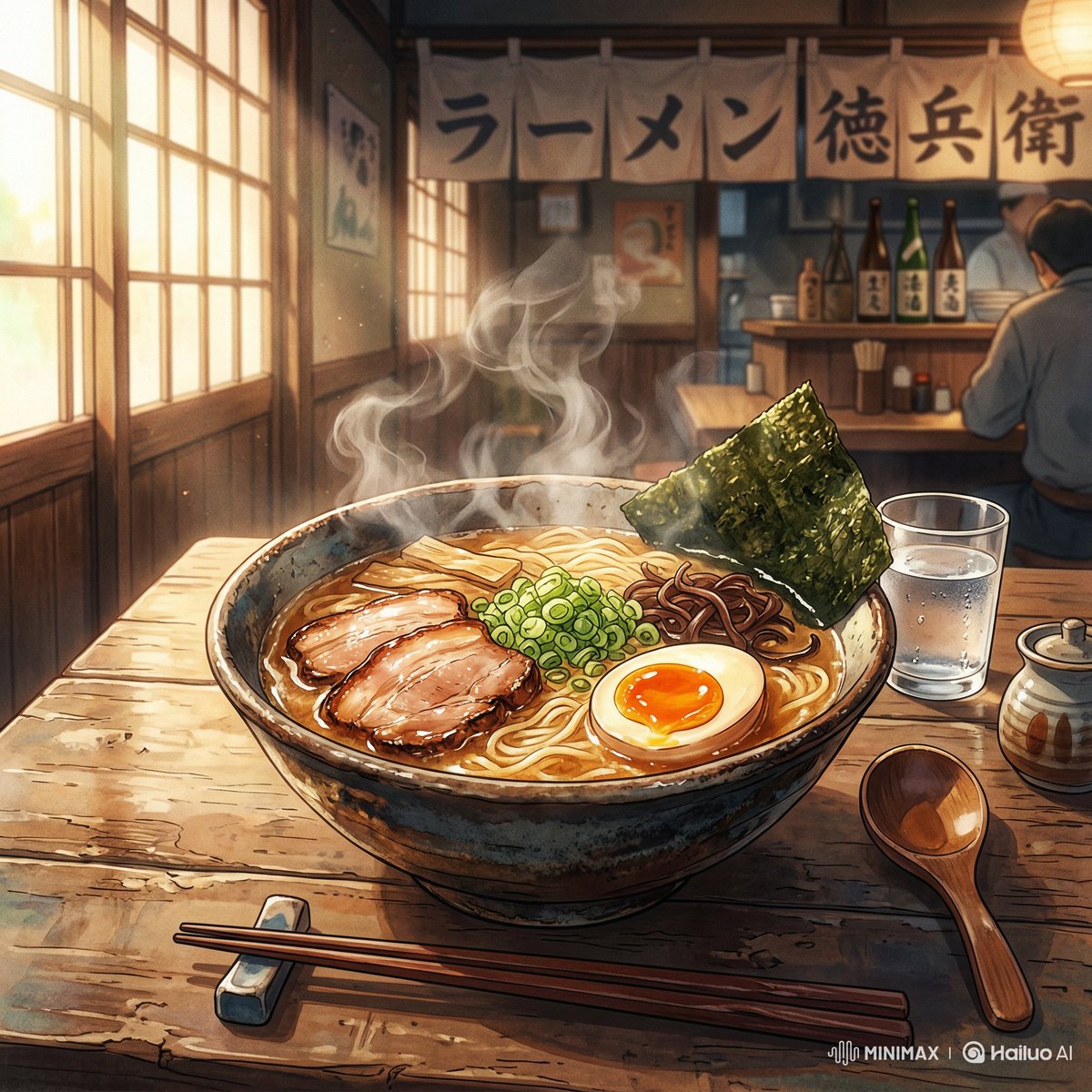 Cinematic Anime Food Illustration with Morning Light