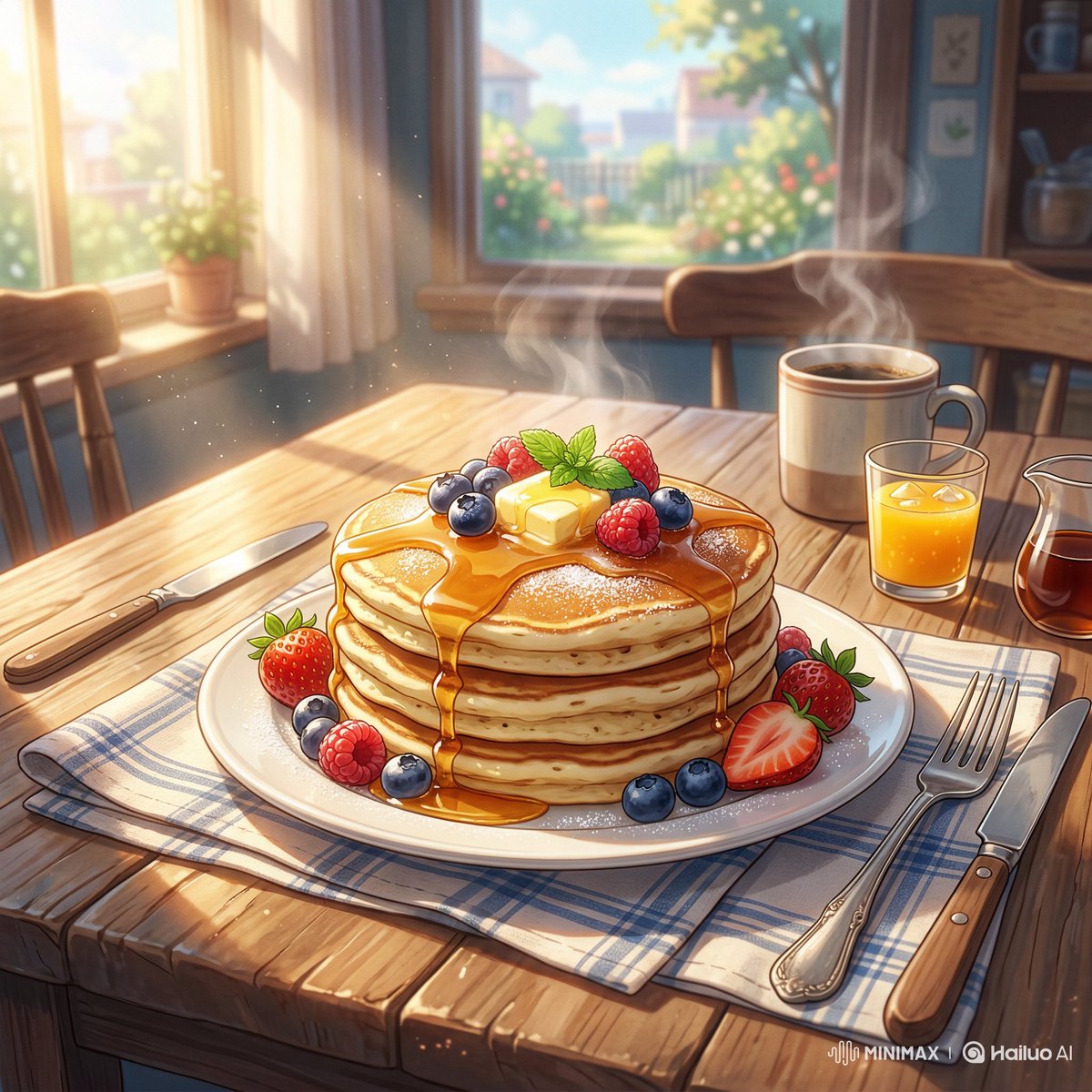 Cinematic Anime Food Illustration with Morning Light