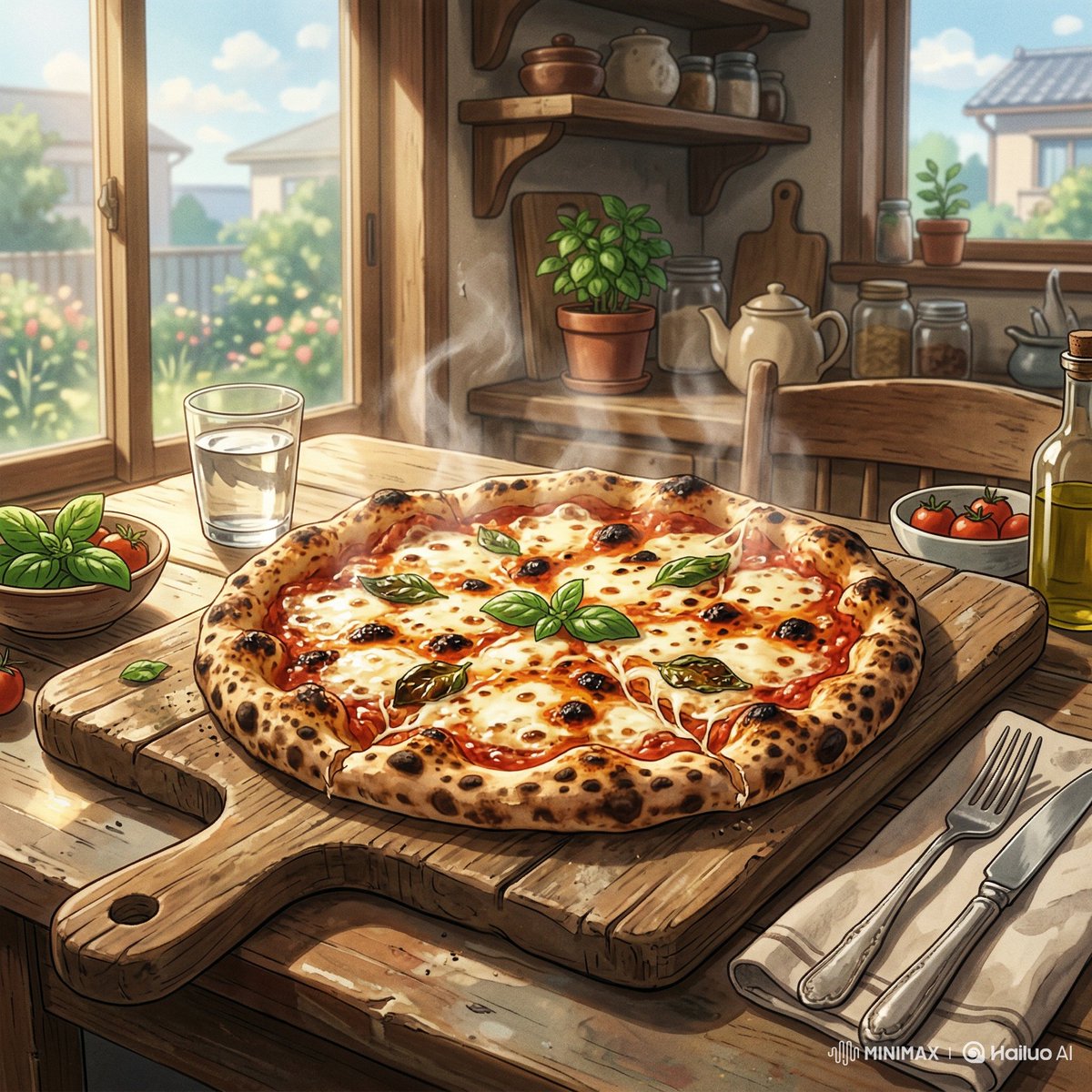 Cinematic Anime Food Illustration with Morning Light