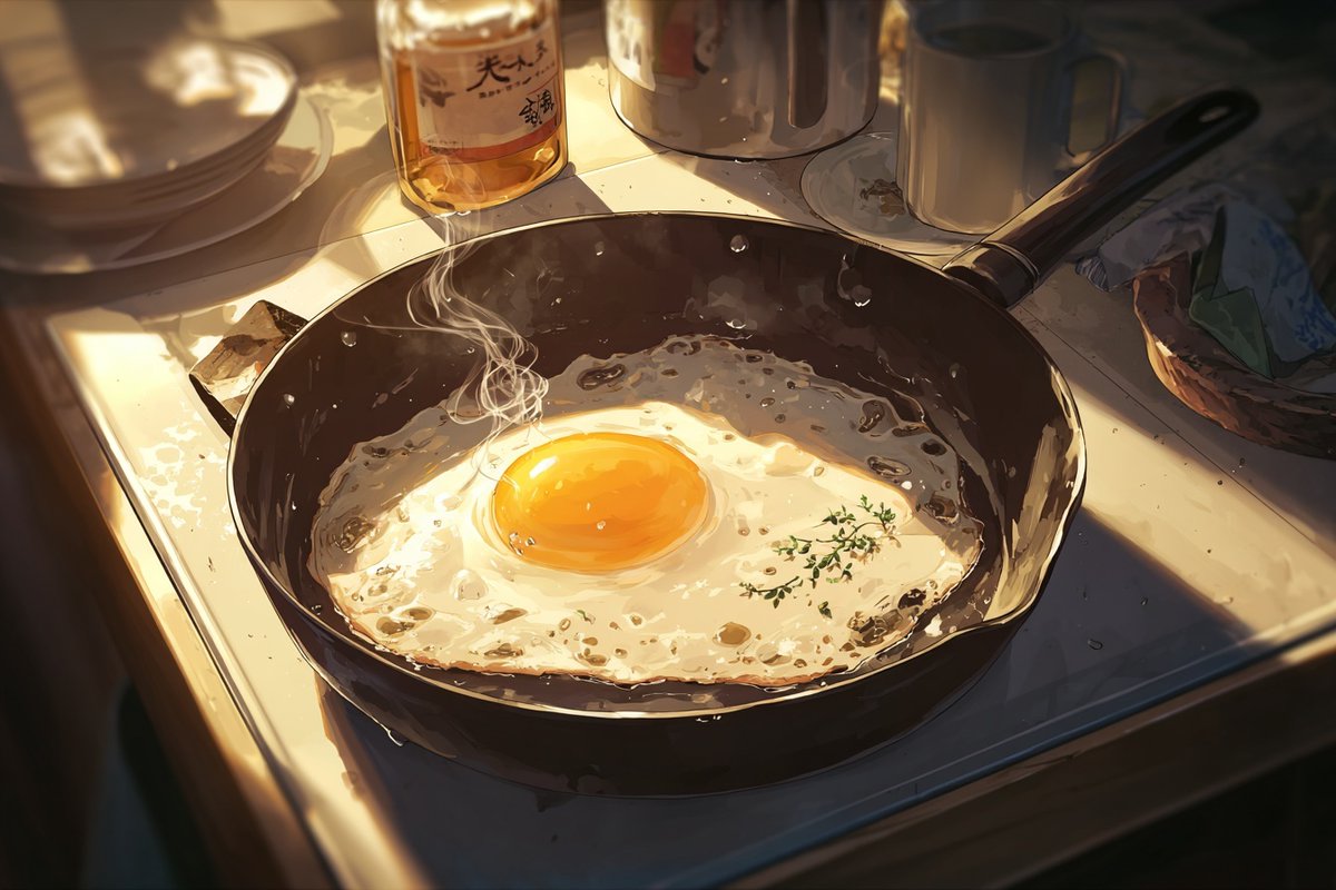 Cinematic Anime Food Illustration with Morning Light