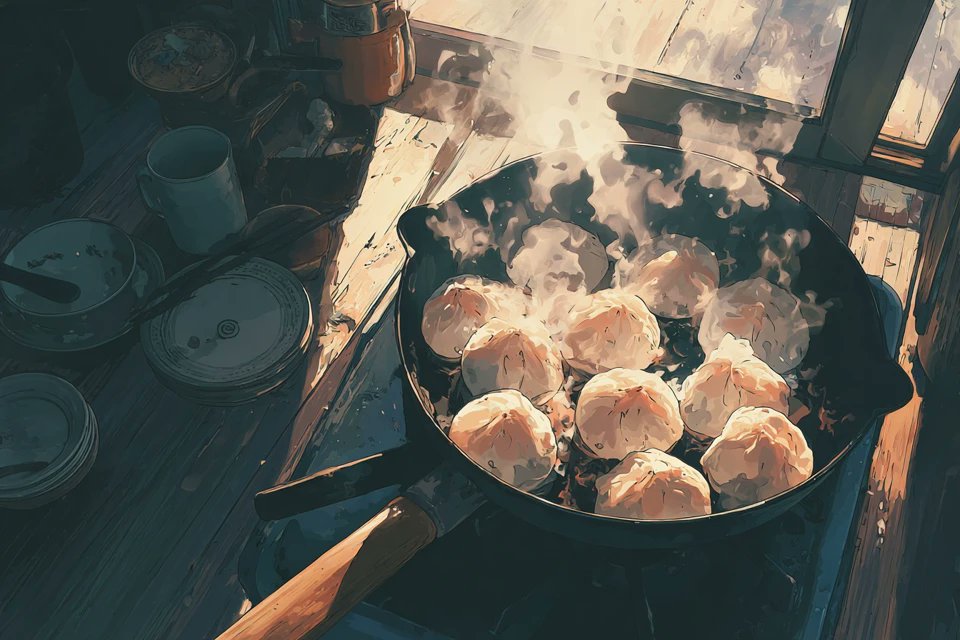 Cinematic Anime Food Illustration with Morning Light