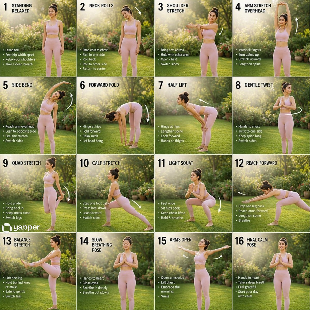Morning Yoga Storyboard in a Serene Garden