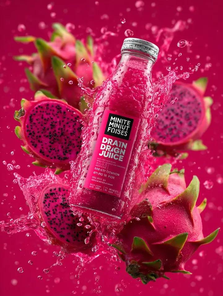 Exploding Tropical Fruits with Product Bottle Hero Shot