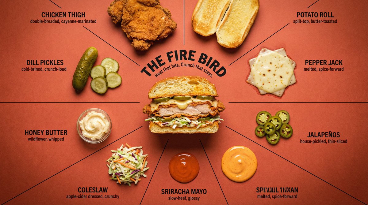 Bird's Eye Ingredient Flat Lay with Radial Pattern