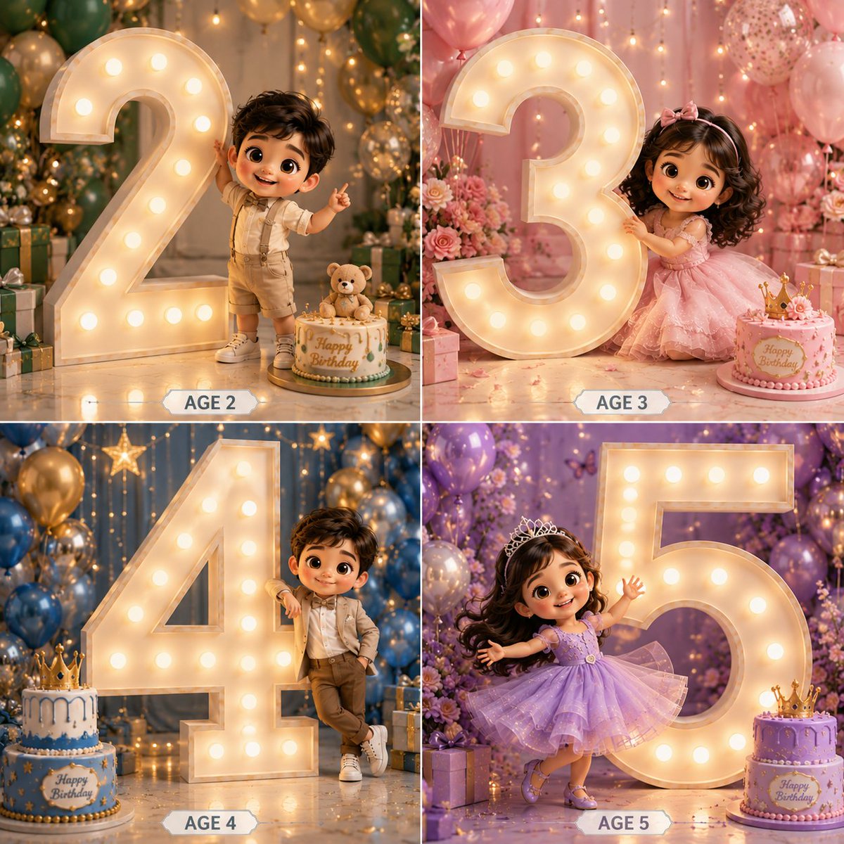 (Giant Number Theme) > Create A Premium 3d Cartoon-Style Birthday