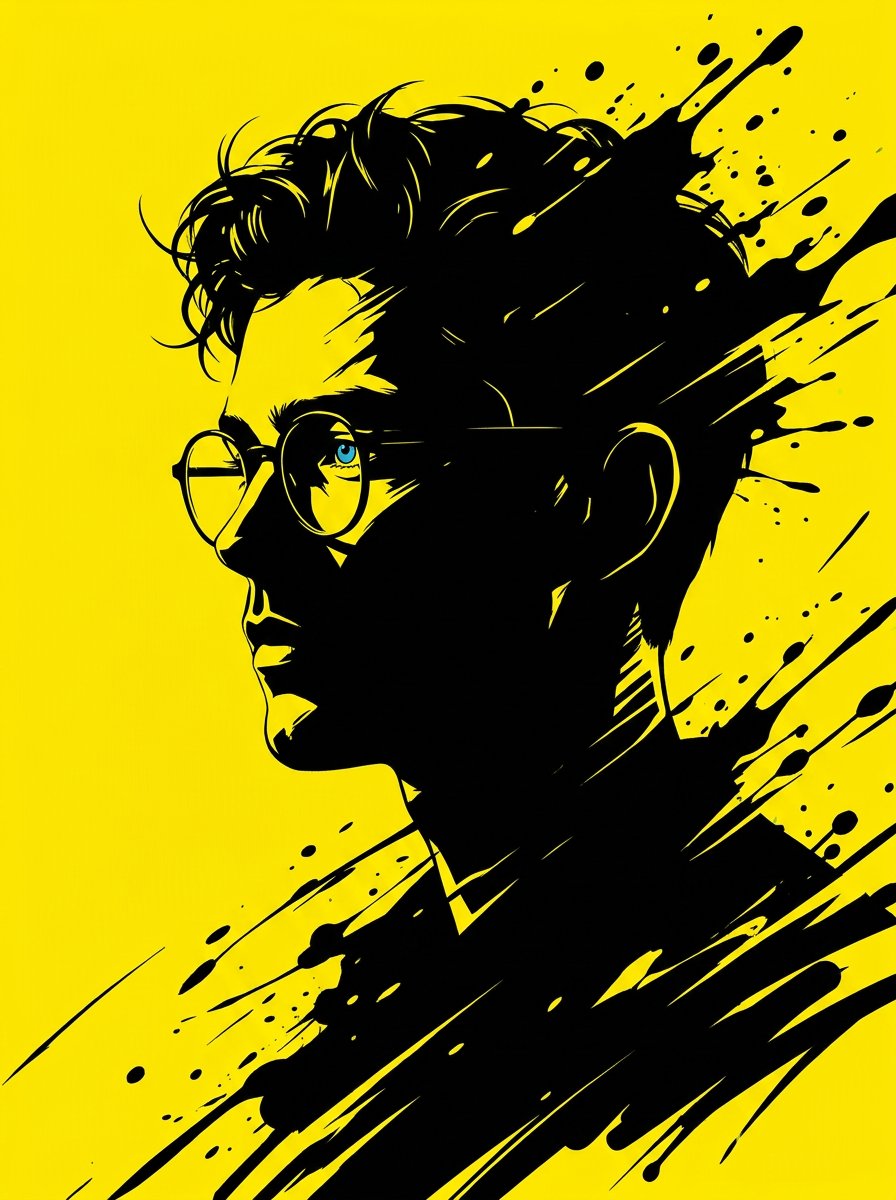 极简剪影肖像与动态艺术效果