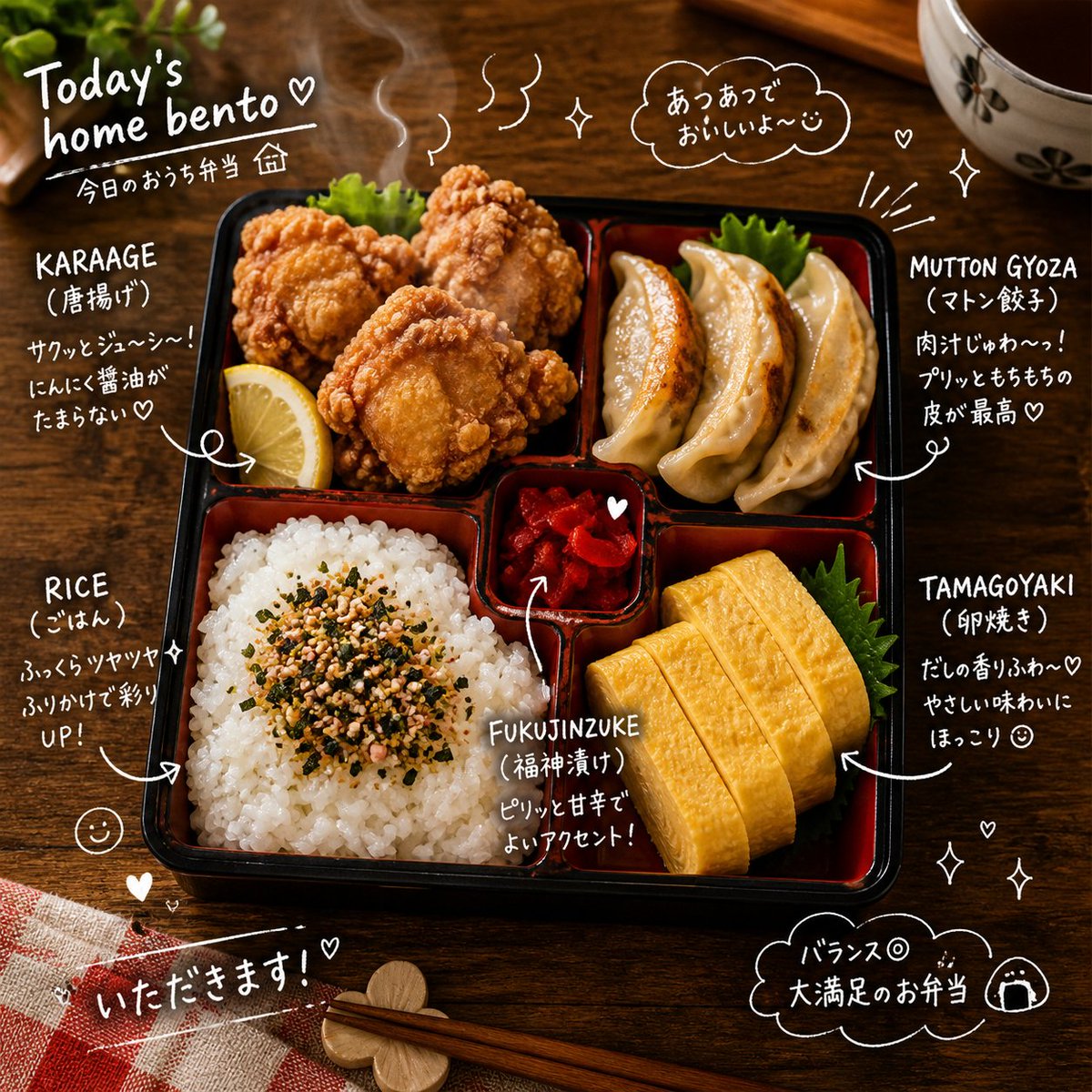 Vibrant Taiwanese Meal Photography with Playful Annotations
