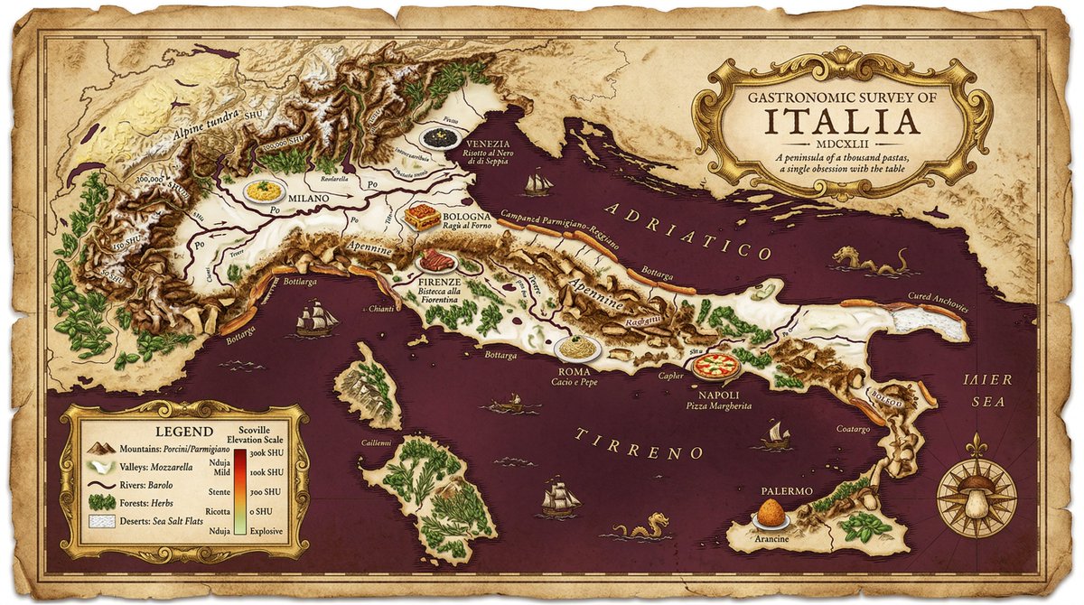 Gastronomic Food Map with Culinary Geographic Features