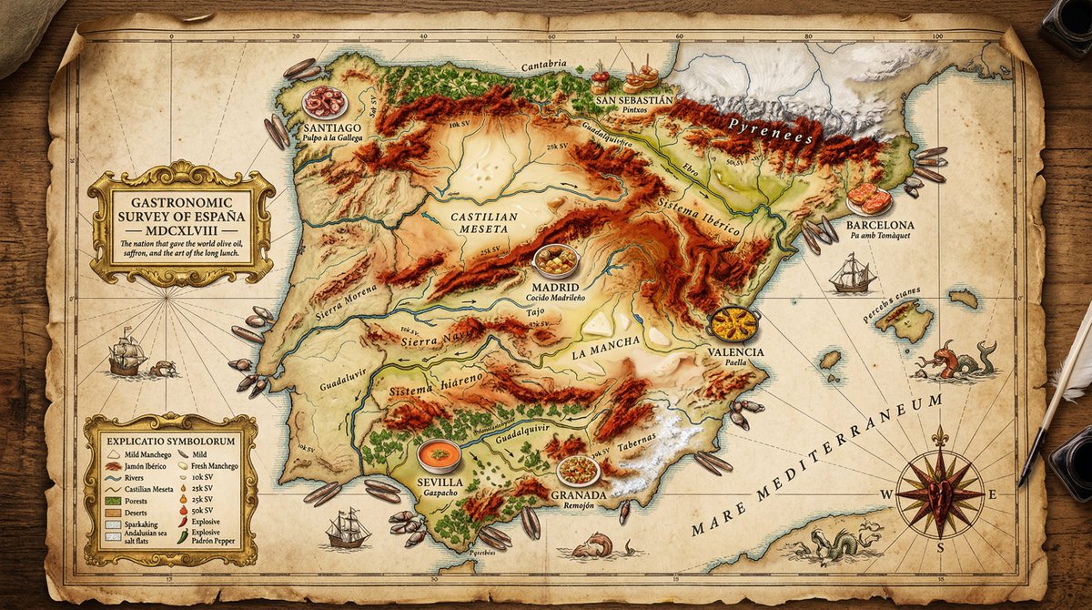 Gastronomic Map of a Country with Culinary Features