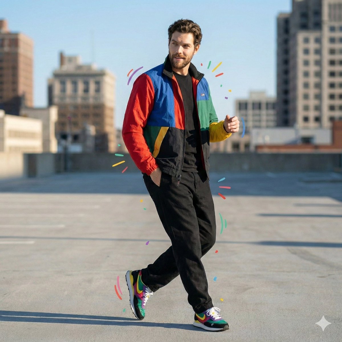Fashion Portrait on Rooftop with City Background