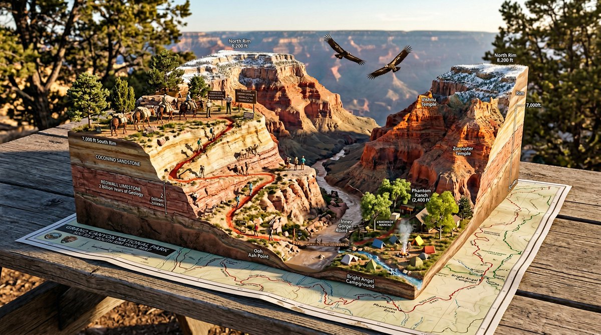 National Park Trail Map with Miniature Ecosystem