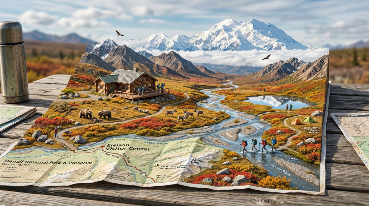 National Park Trail Map with Miniature Ecosystem