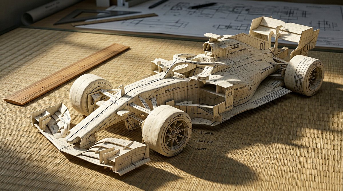 Origami Machine from Marked Paper, Hyper-Detailed Product Photo