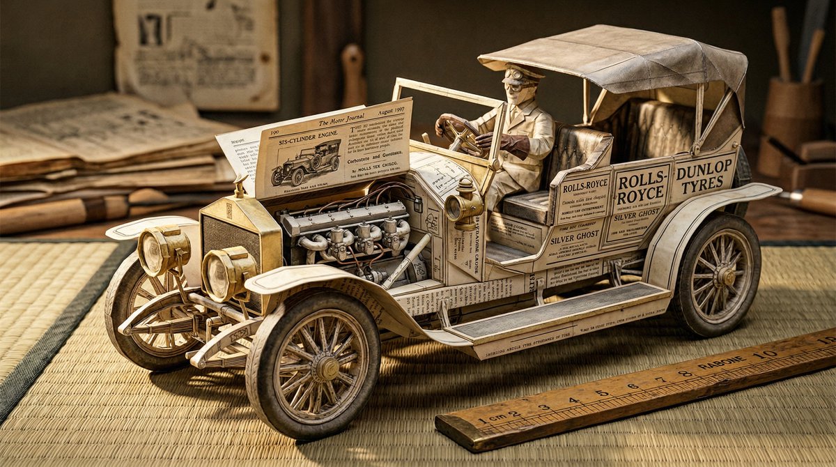 Origami Machine from Marked Paper, Hyper-Detailed Product Photo