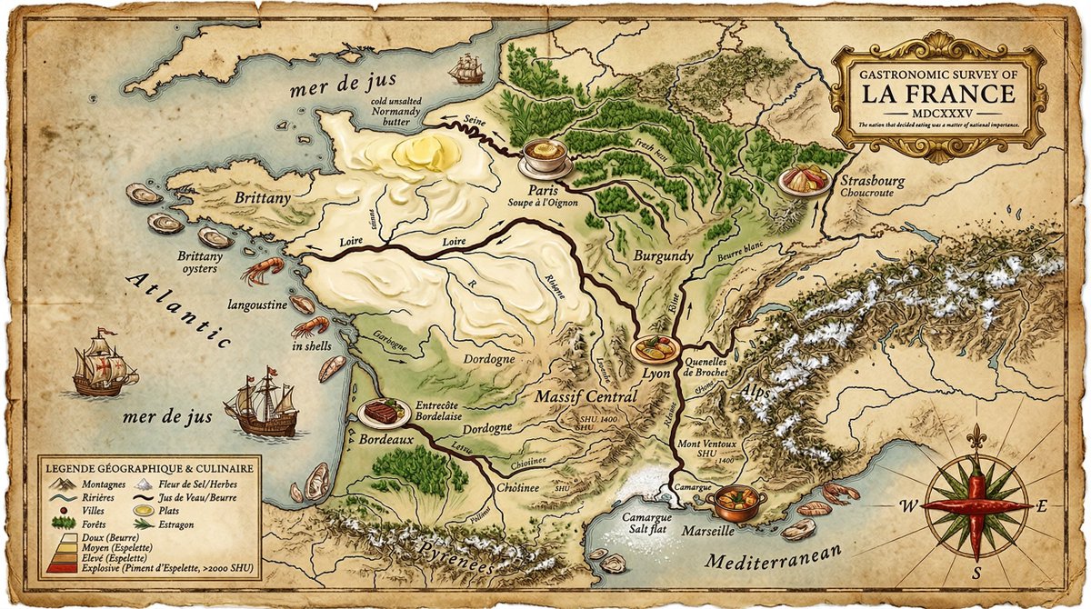 Gastronomic Culinary Map with Food-Themed Geography