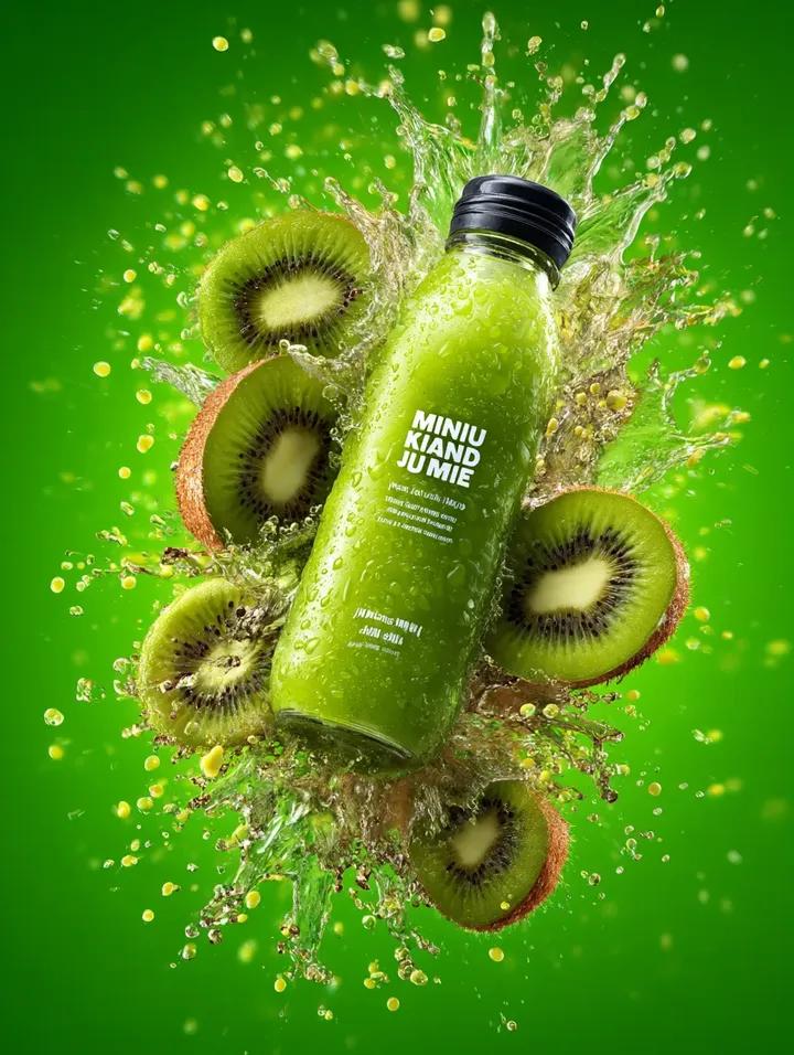 Exploding Fruit Juice Bottle Product Photography