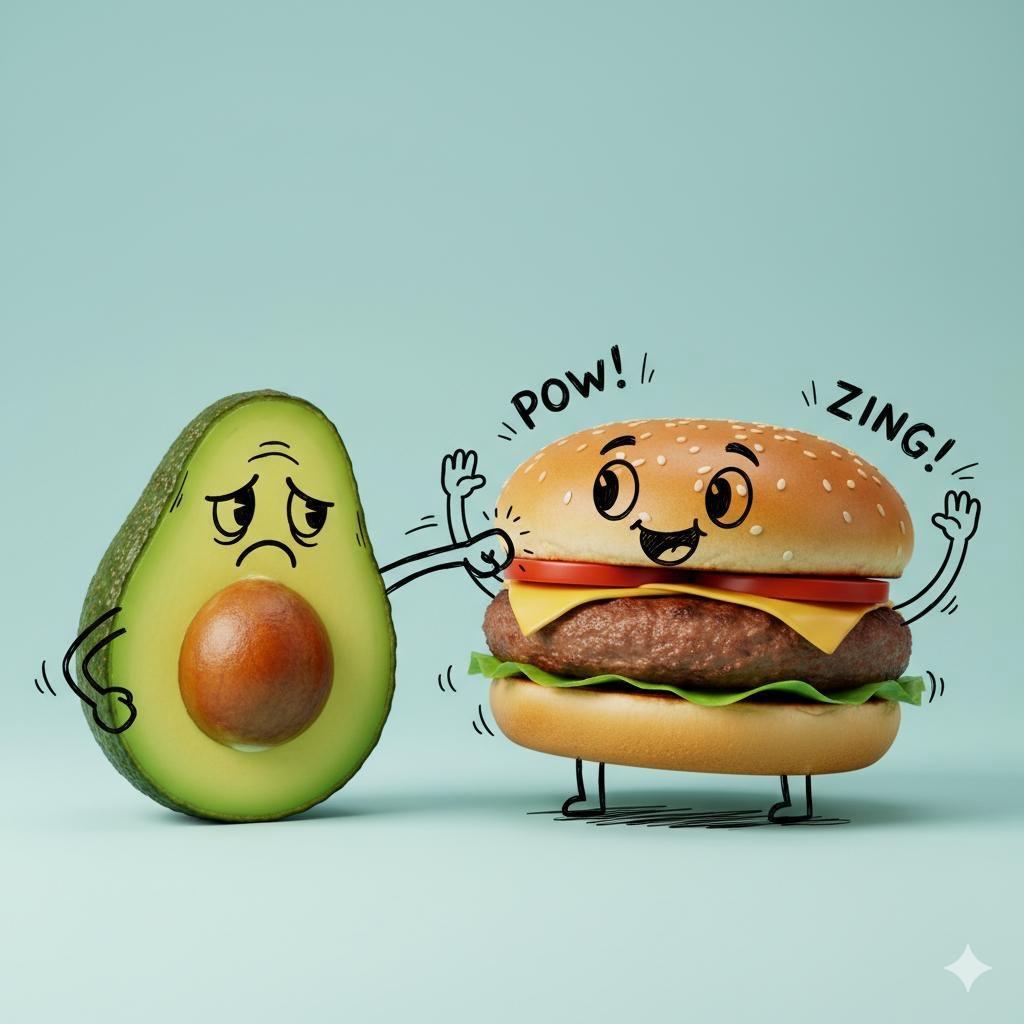 Melting Strawberry Ice Cream with Sad Cartoon Face