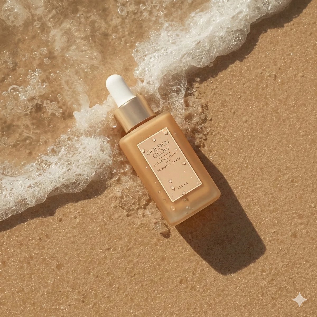 Ultra-realistic Summer Skincare Bronzing Drop Bottle Photography