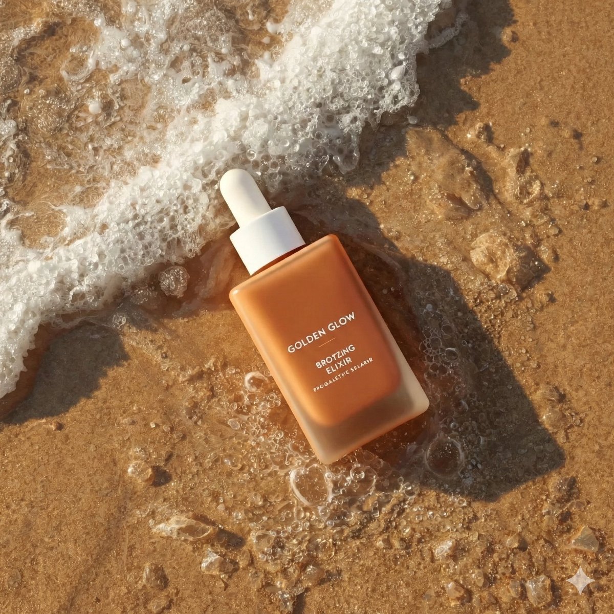 Ultra-realistic Summer Skincare Bronzing Drop Bottle Photography