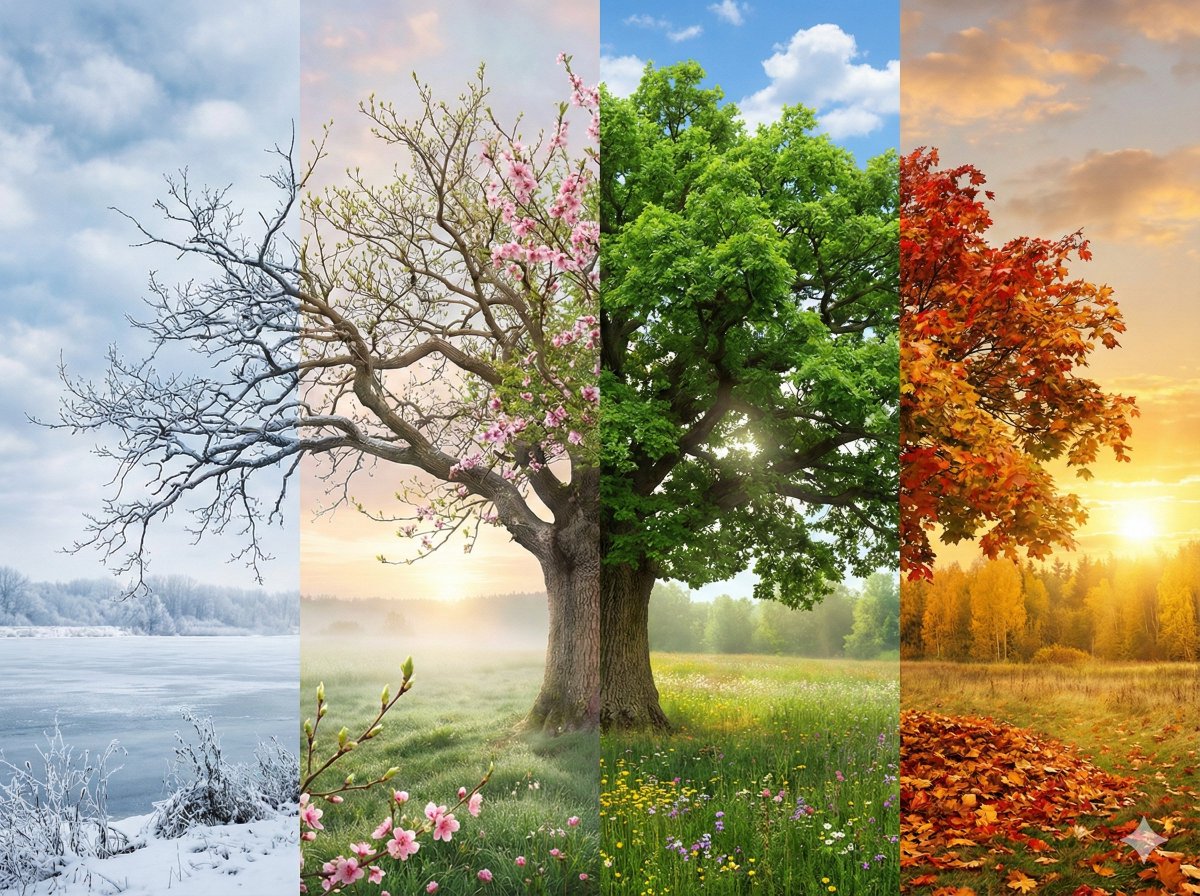 Seamless Four Seasons Blended Landscape