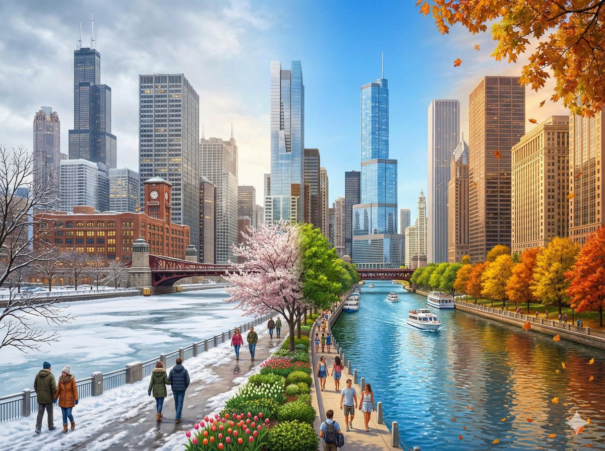 Seamless Four Seasons Blended Landscape