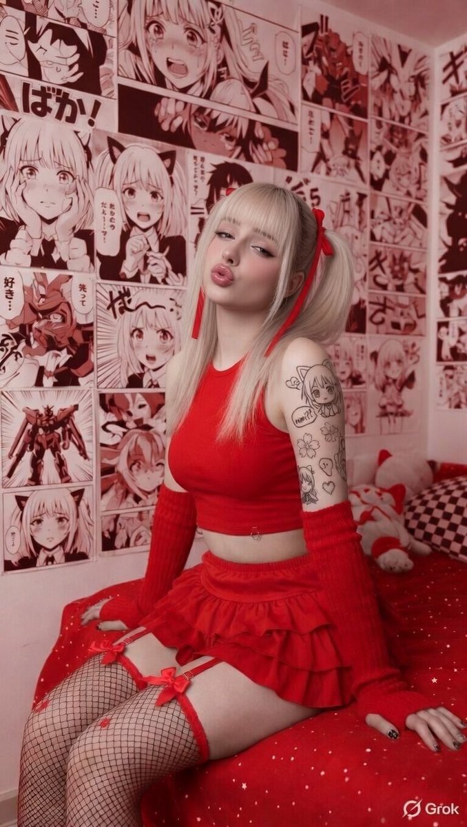E-Girl Portrait with Manga Wall Background