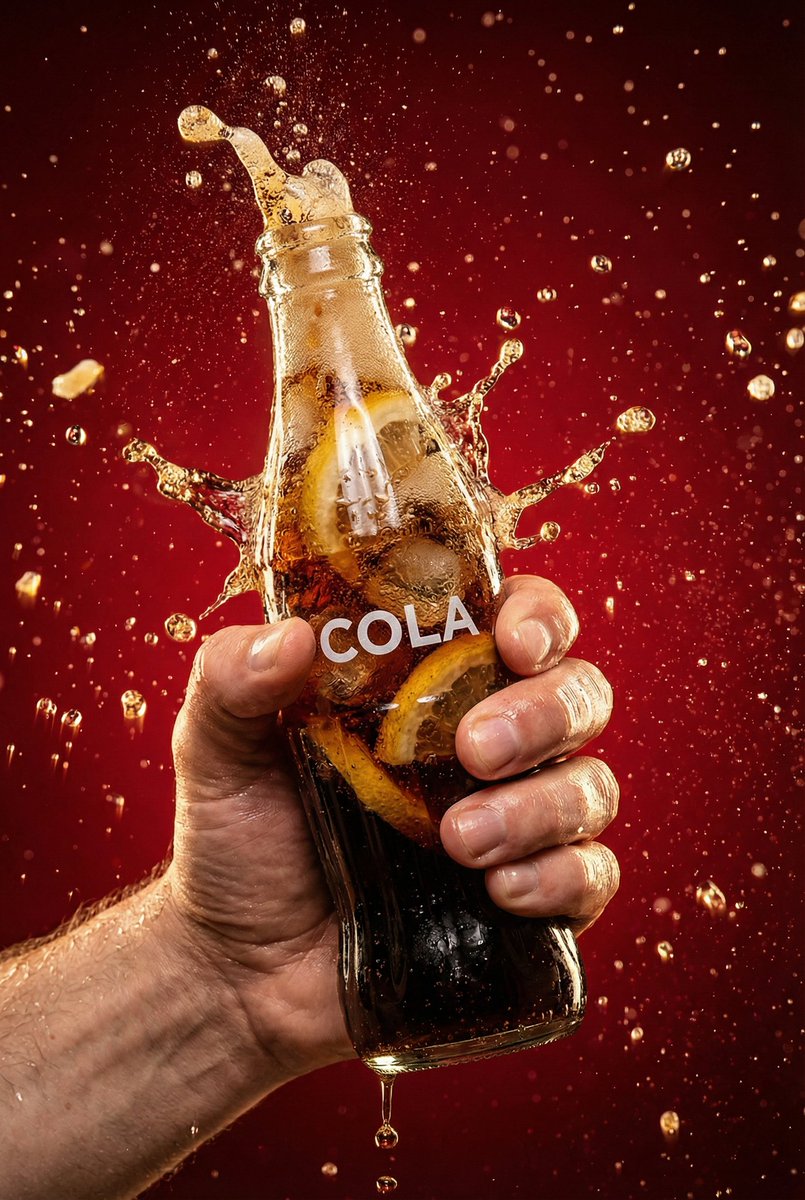 Dynamic Soda Splash Advertisement with Hand