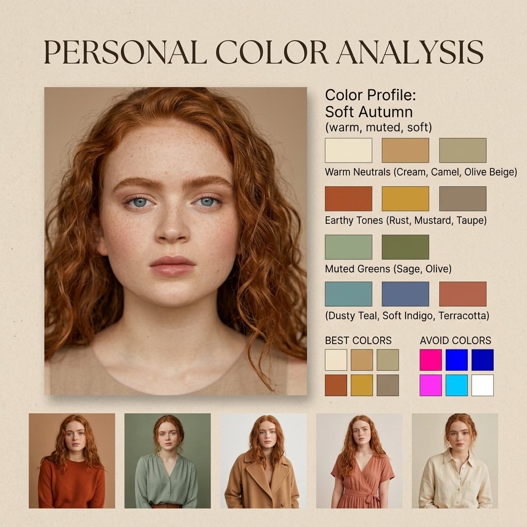 Aesthetic Personal Color Analysis Board with Woman Portrait