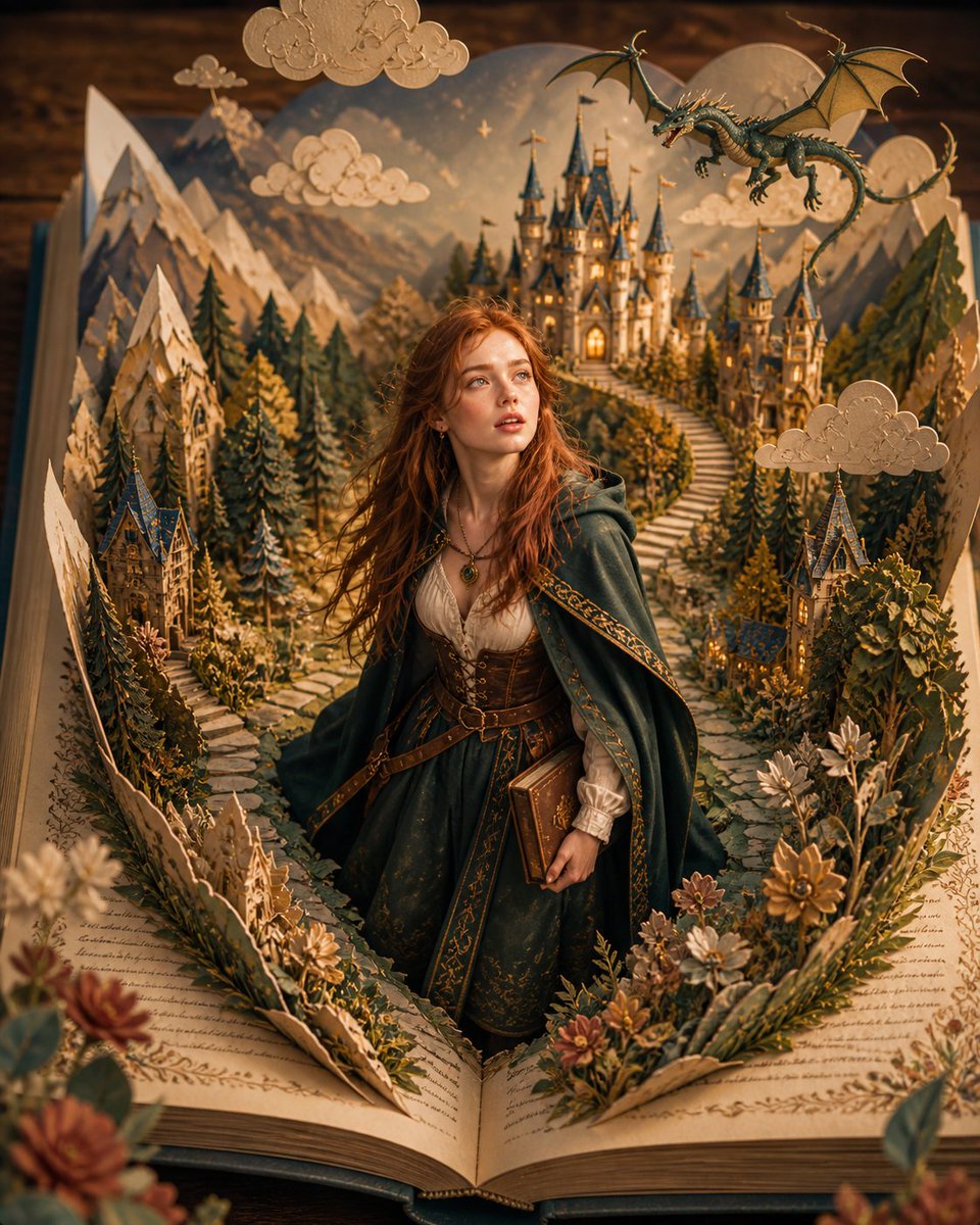 Cinematic Popup Fairytale with Real Human Protagonist